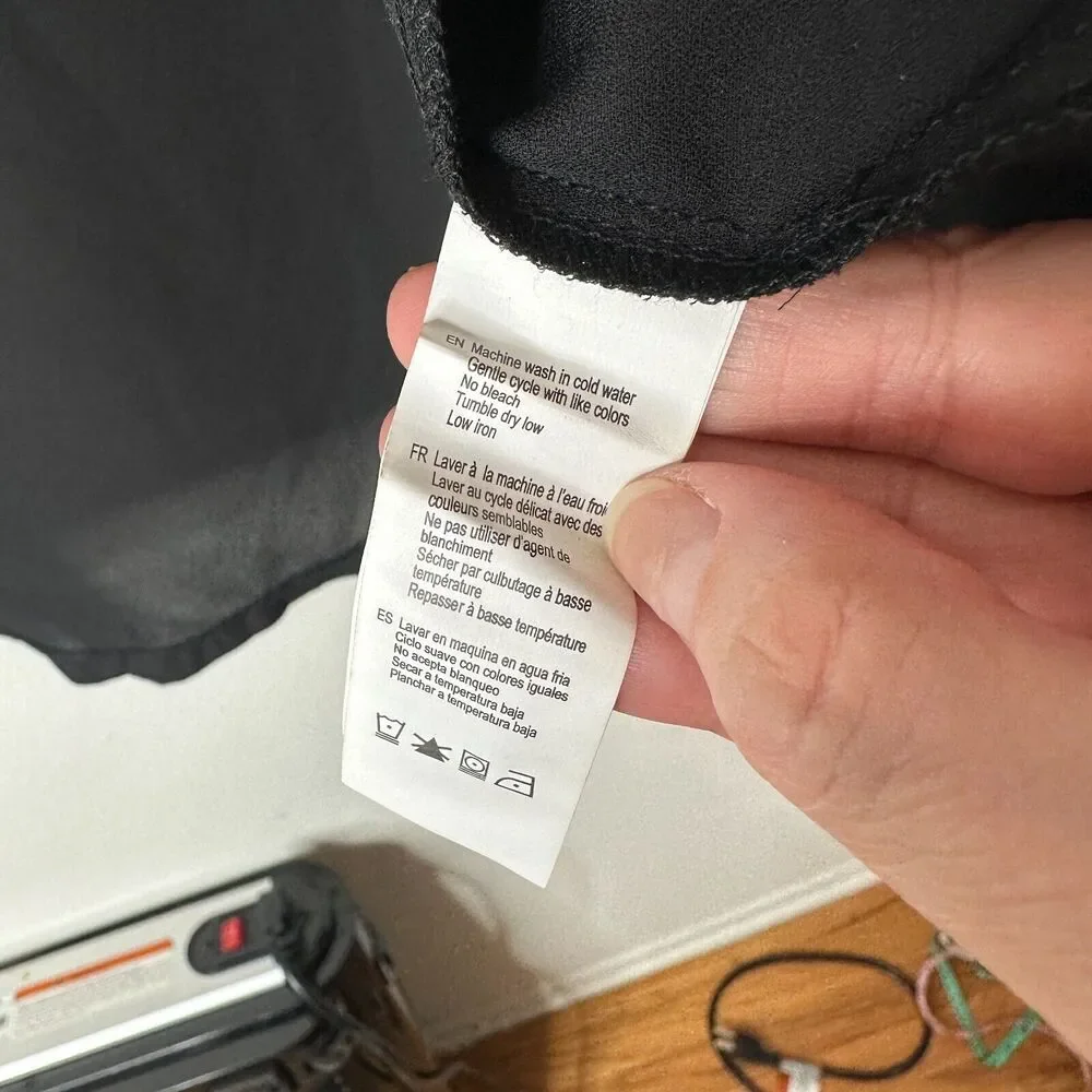 ReVamped Black Flowy Roll Tab Sleeve Tie Waist Waterfall Neck Wrap Dress Small - Picture 9 of 14